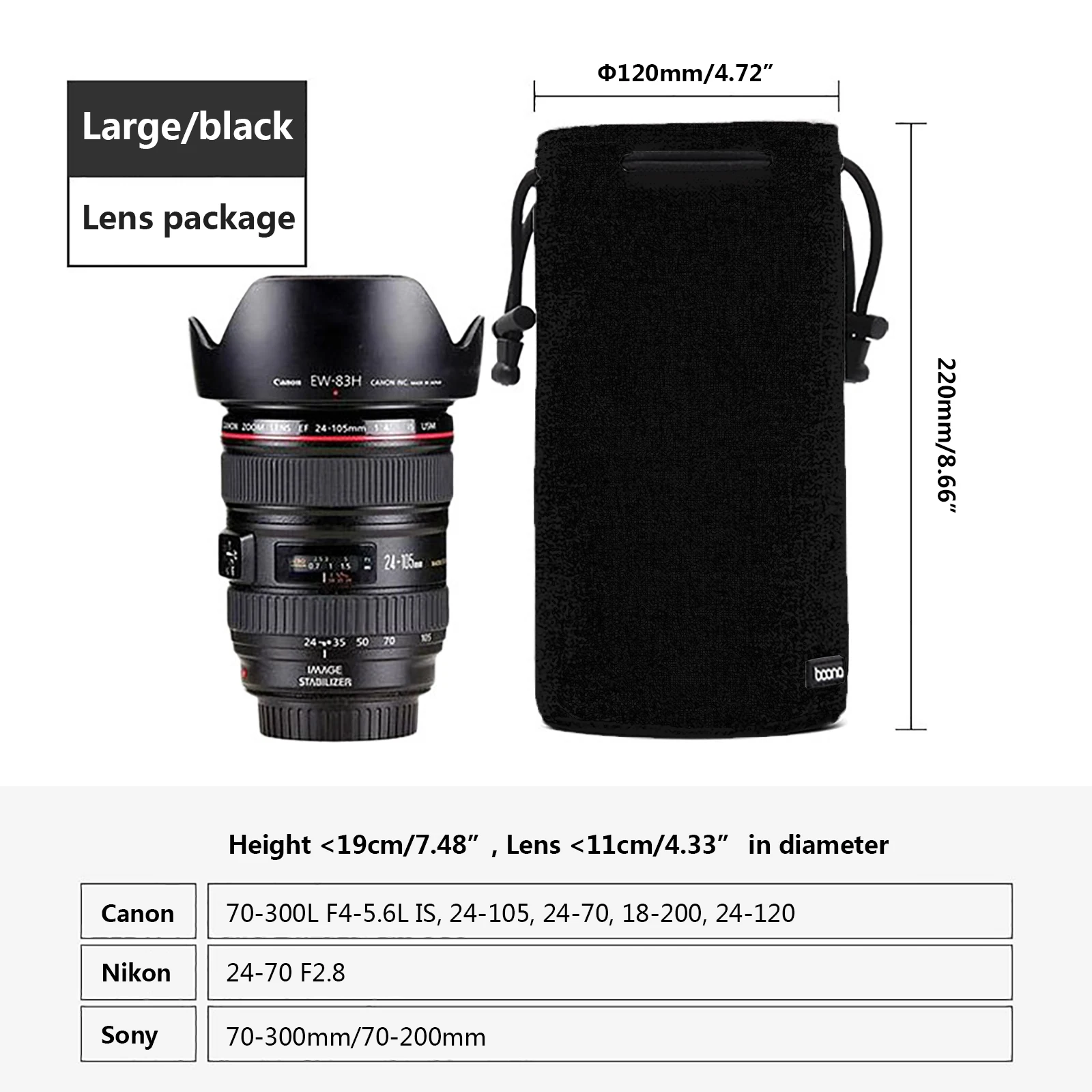 Сумка для DSLR камеры, чехол для объектива Nikon, Canon, sony, Olympus, Fuji, сумка для объектива из лайкры, сумка для фотосъемки для камеры
