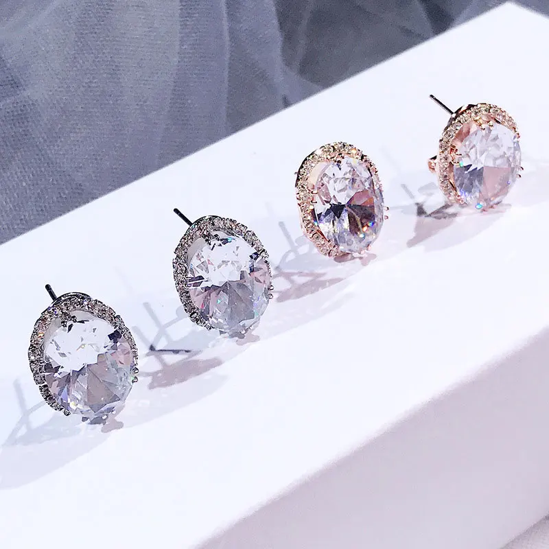 Модные серьги-гвоздики AAA с фианитами для женщин свадебные серьги оптовая