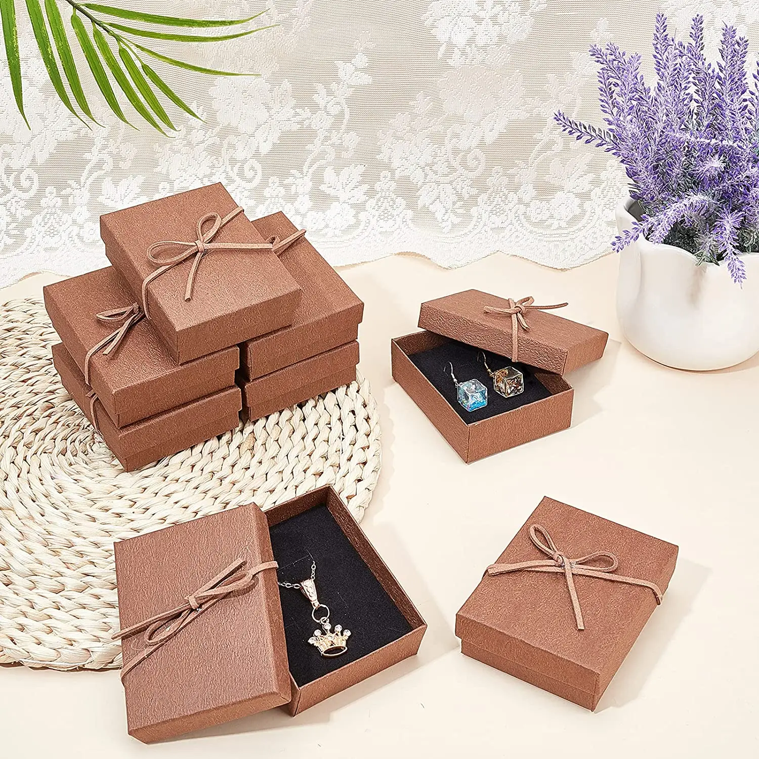 Картонная шкатулка для ювелирных изделий 12 шт. прямоугольная коробка