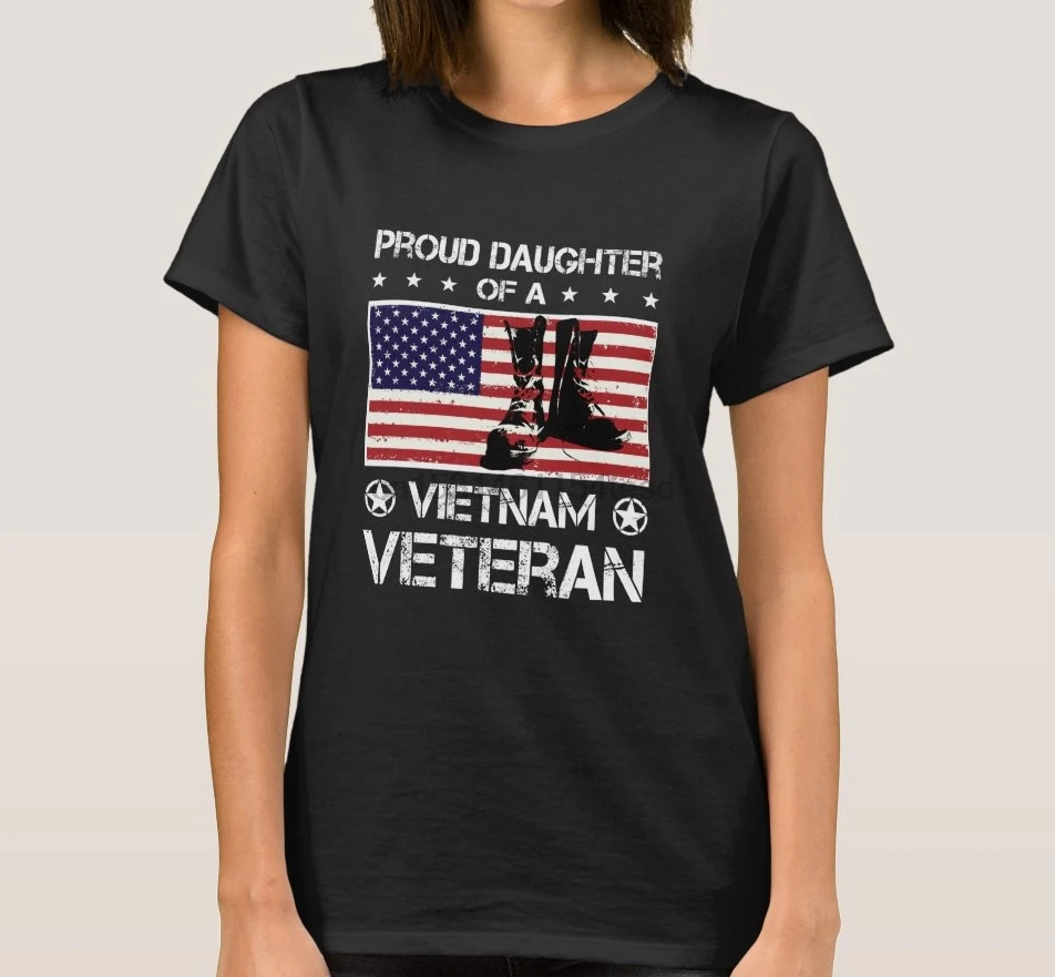 Женская футболка с гордостью дочери вьетнамского ветерана|Мужские футболки| |