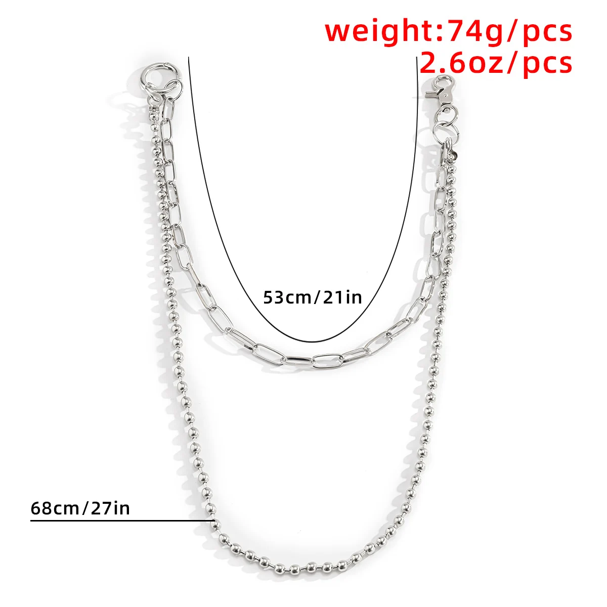 

SHIXIN Layered Punk Hiphop Belt Key Chain Men Woman Trendy Waist Pants Chain Jeans Keychain Long Trousers Chain Accessories 2021