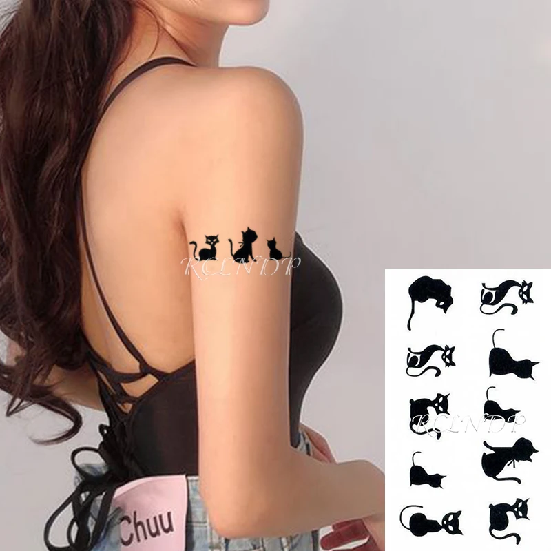Waterproof Temporary Tattoo Sticker Cat Fox Animal Fake Tatto Flash Tatoo Neck Hand Back Foot Shoulder for Kids Women Men | Красота и