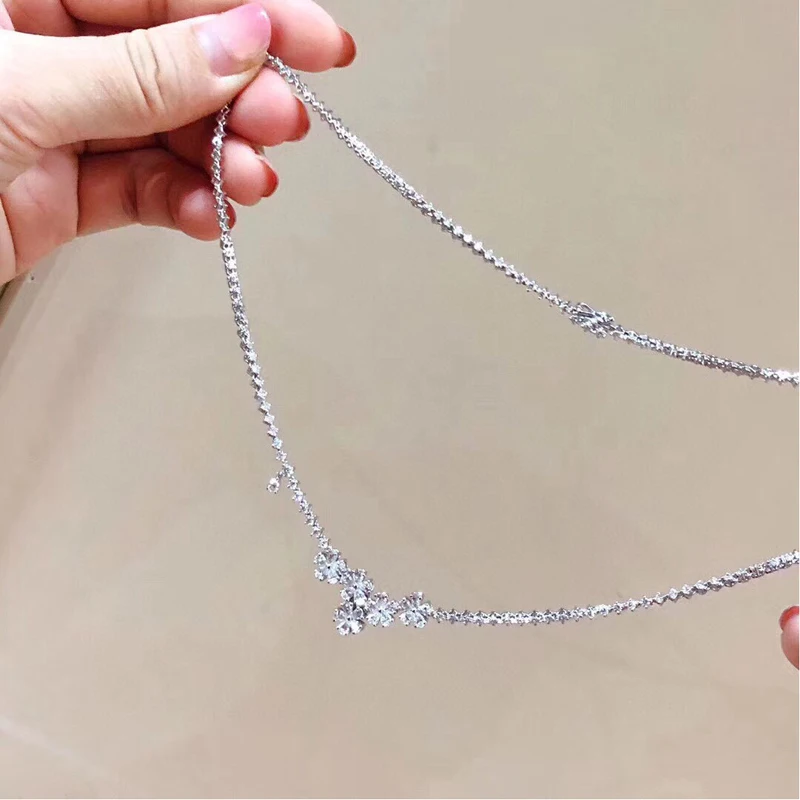 ?? Aazuo 18 18kソリッドホワイトゴールドリアルダイヤモンド5.5ct H Vs高級フルダイヤモンドチョーカーネックレス40センチメートル才能女性 & 女性高品質