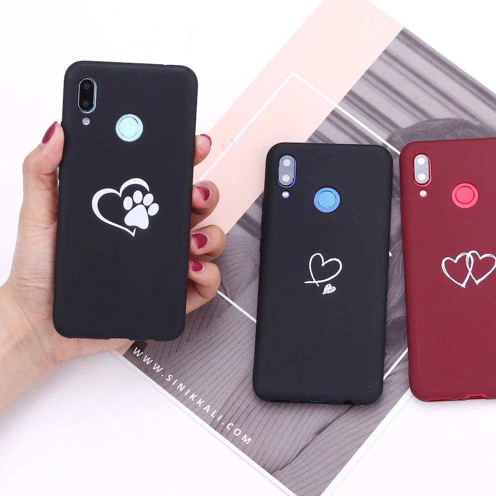 

For Huawei Honor Mate 10 20 Nova P20 P30 P40 P Smart Simple Hearts Lover Candy Silicone Phone Case Cover Capa Fundas