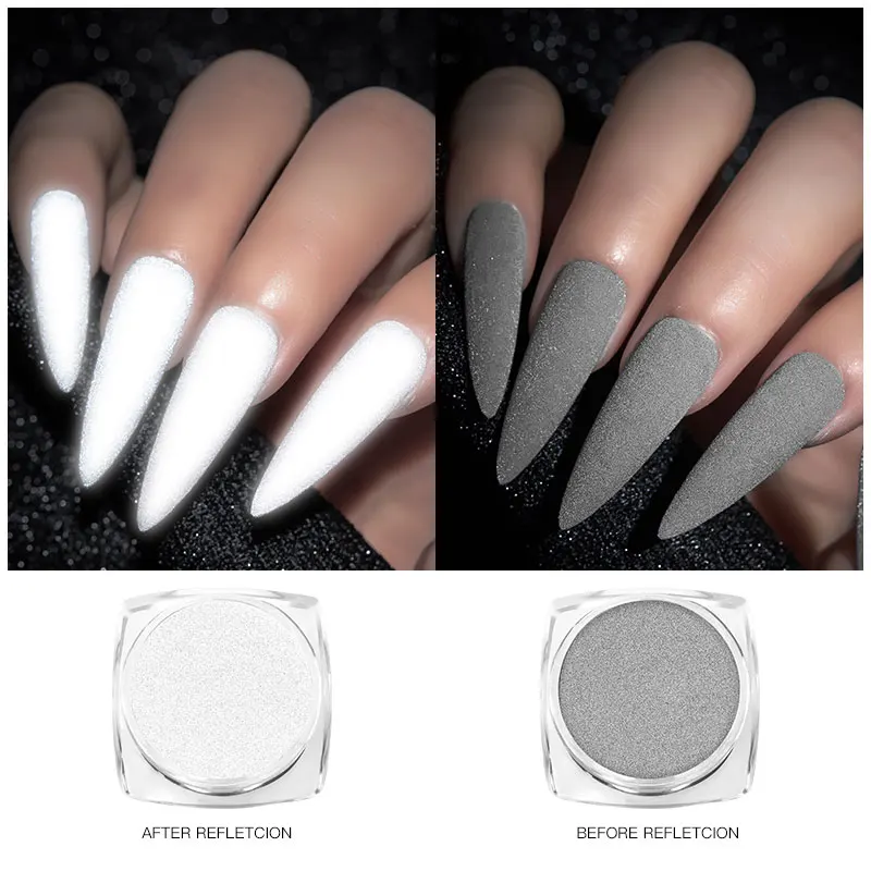 RBAN NAIL Reflection Nail Powder Super Bright Pigment Grey White Party Art Decorations Design Light In Photoflash | Красота и