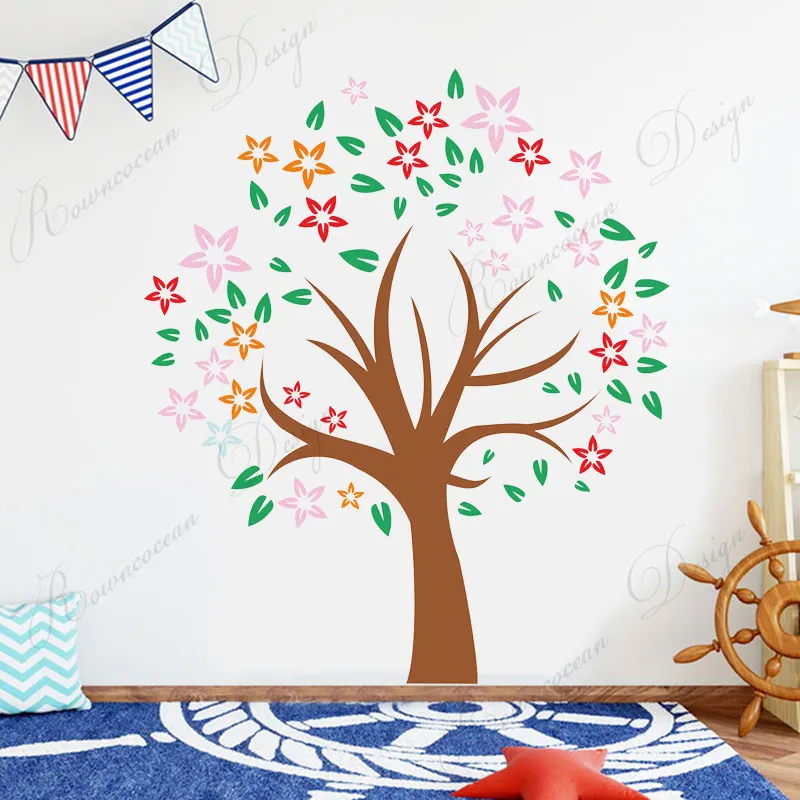 Красочные настенные наклейки с деревом Виниловые Наклейки для декора дома