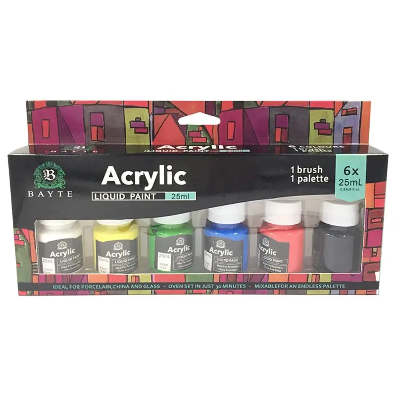 

6 x 25ml Heavy Body Colors Rich Pigments Acrylic Paint Set for Painting Canvas Crafts