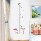 График роста фламинго, настенные наклейки для измерения высоты для детской комнаты, украшения дома, сафари, животных, Настенная картина, сделай сам, птицы, наклейка на стену