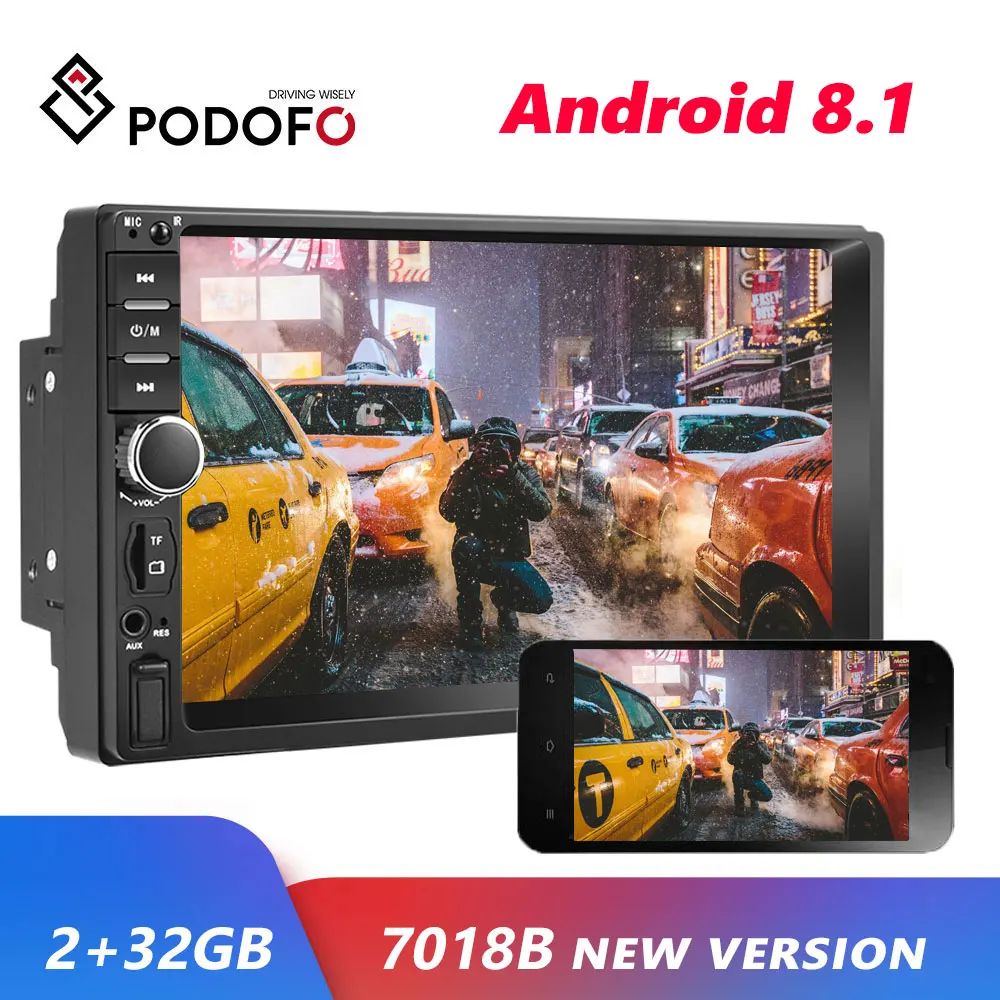 Podofo 2 din Android 8 1 автомобиль радио GPS мультимедийный плеер Универсальный Авто Радио