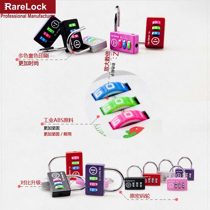 Rarelock кодовый замок с кодовым замком для багажа, сумка на молнии, рюкзак, сумка, чемодан, ящик, шкаф