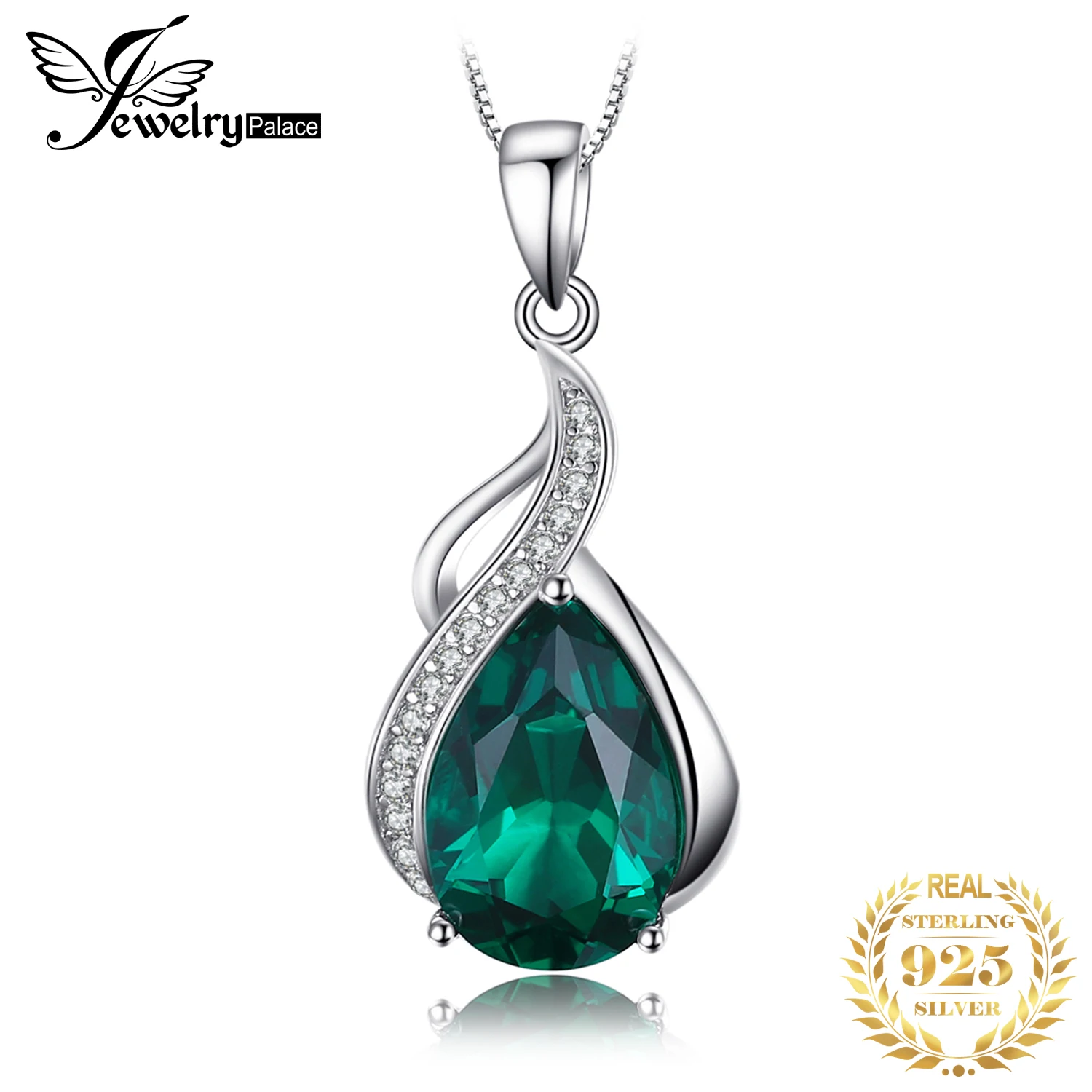 Jpalace Simulated Nano Emerald Pendant Necklace 925 Sterling Silver Gemstones Choker Statement Women No Chain | Украшения и