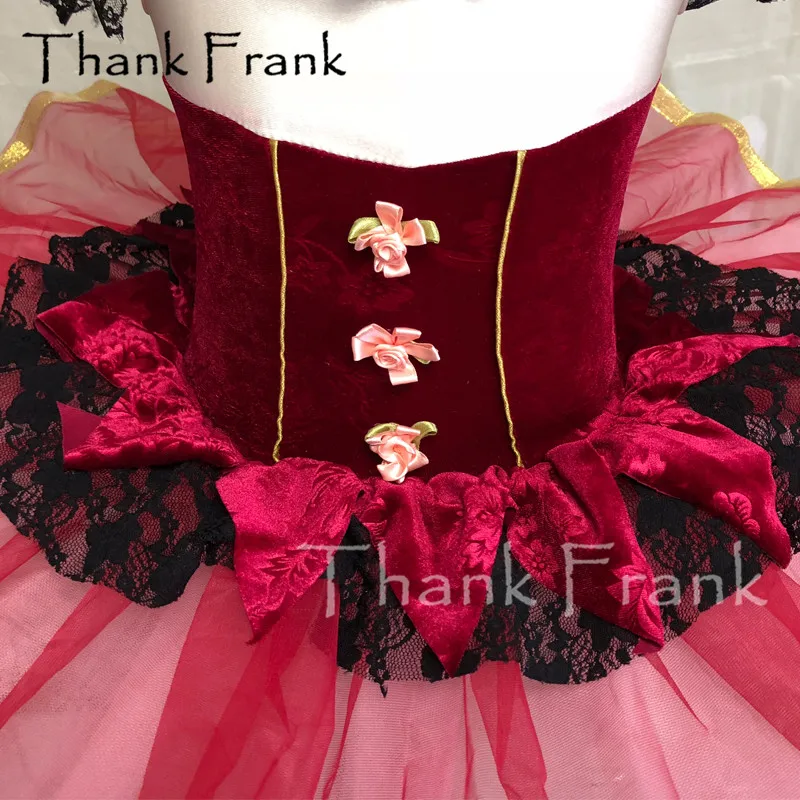 New Girls Rosette Ballet Dress Kids Adult Velvet Lace Tutu Dresses Children Women Ruffle Neckline Ballerina Dance Costumes C394 |