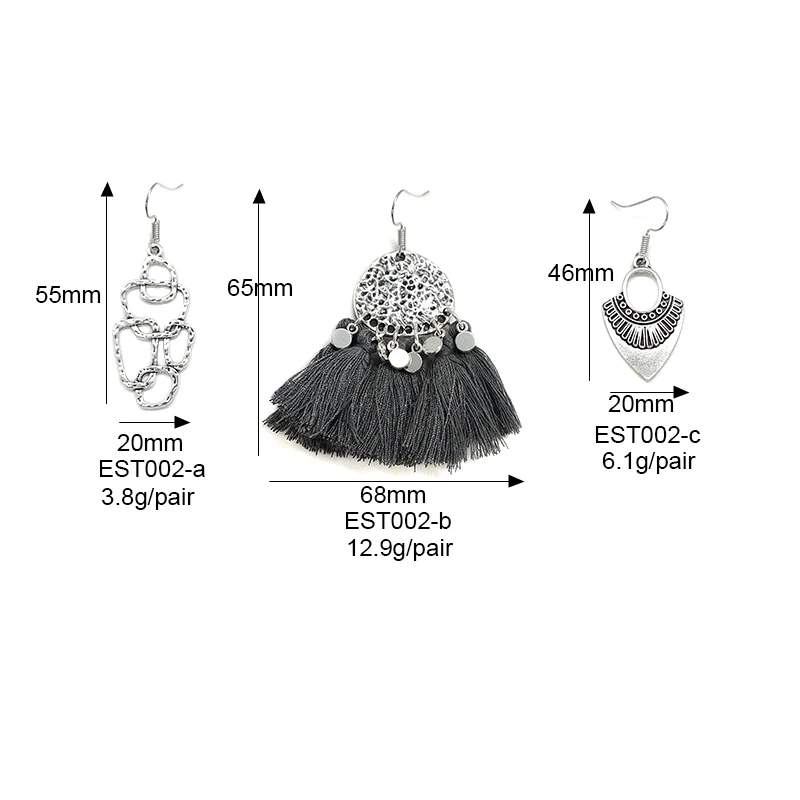 Женские серьги с кисточками WICHMOMO Ретро стиль серебро цинковый сплав