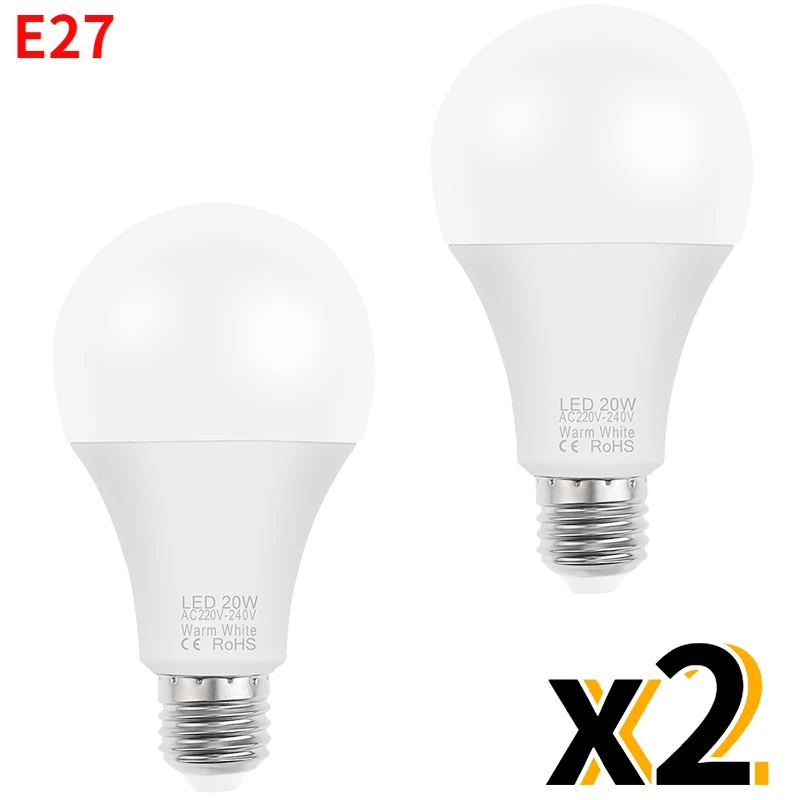 

2PCS LED lamp E27 Led bulb AC 220V 240V 20W 18W 15W 12W 9W 6W 3W Lampada Led Spotlight Table lamp Lamps light Warm Cold White
