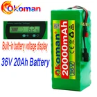 Аккумулятор для электровелосипеда 36 В, 20 А ч, 20 А, литиевая батарея BMS, 36 В, с вилкой для электровелосипеда, с индикатором емкости