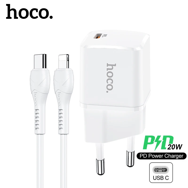 

Hoco PD20W USB-C Fast Charging Adapter For iPhone 12 Pro Max 12Mini EU Plug 20W Phone Charger For iPhone 11 Pro MAX Wall Charger