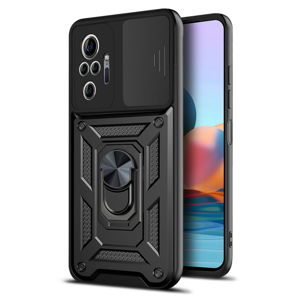 

Armor Magnetic Rugged Fashion Ring Kickstand Phone Case For Xiaomi Redmi Note 10S 10 Pro Max 5G Shockproof Protection PC Cover