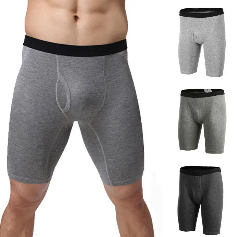 

2021 Men Casual Shorts Mid-waist Boxers Shorts Convex Pouch Long Leg Shorts