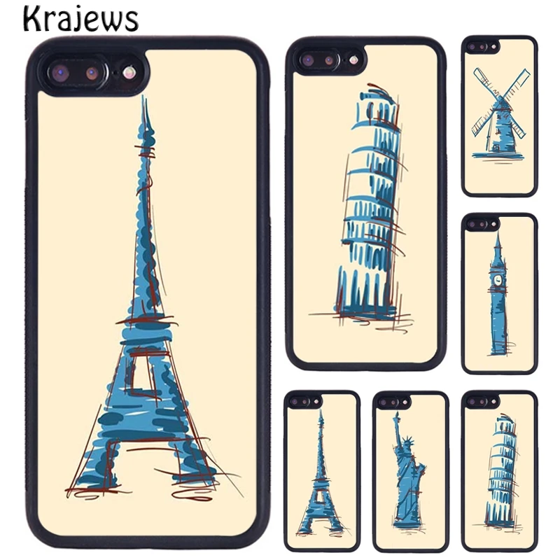 Краеведские знаменитые памятники Pisa Эйфелева Башня Биг Бен чехол для iPhone 5 6 7 8 Plus