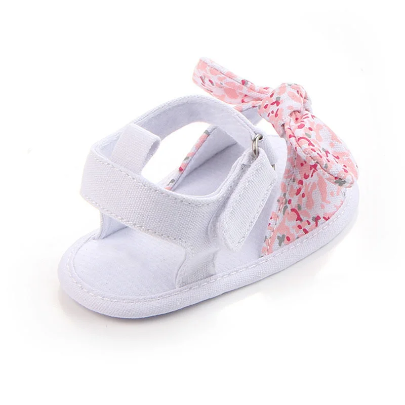 

2020 New Summer Soft Toddler Anti-Slip Baby Girl First Walker Shoes Sweet Big Bow Floral 1 Pair Shoes
