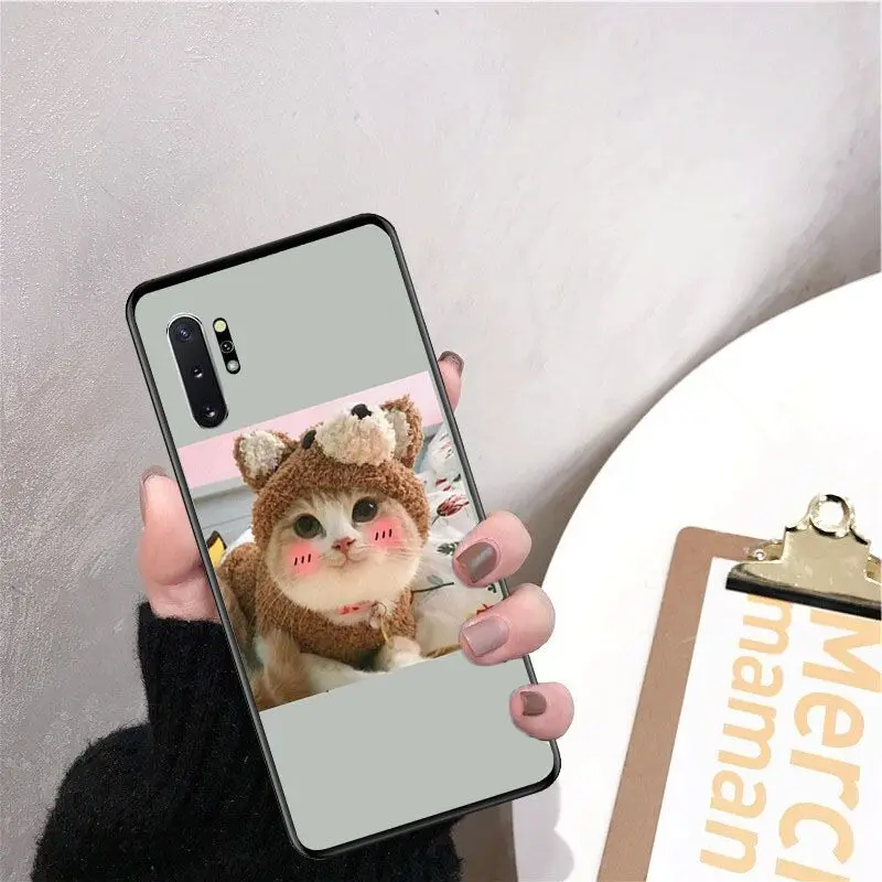 Мягкий черный чехол для телефона с милым забавным котенком Samsung Galaxy S6 S6edge Note3 4 5 note