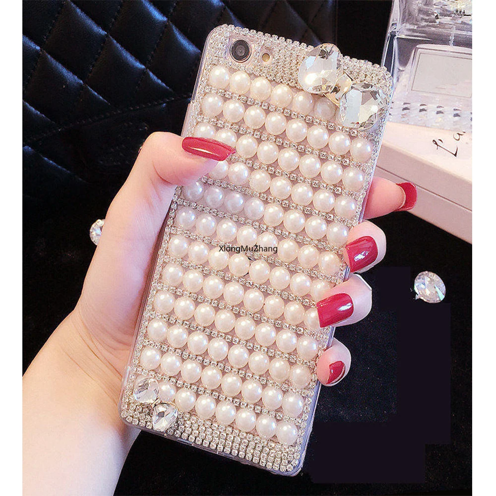 

Luxury Women Crystal Diamond Pearl Case for Huawei Nova 8 8Pro 8SE 7 7Pro 7SE 6 6SE 5 5i 4 3i Bling Makeup Soft Shockproof Cover