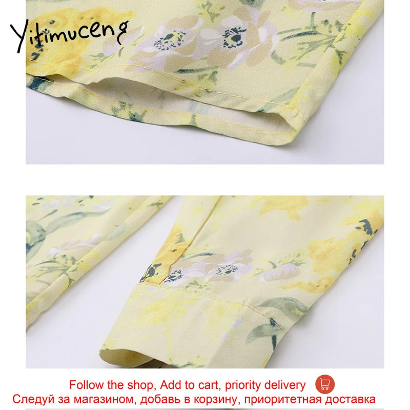 

Yitimuceng Floral Pint Blouse Women Vintage Shirts Loose Spring 2021 Fashion Clothes Long Sleeve Turn-down Collar Chiffon Tops
