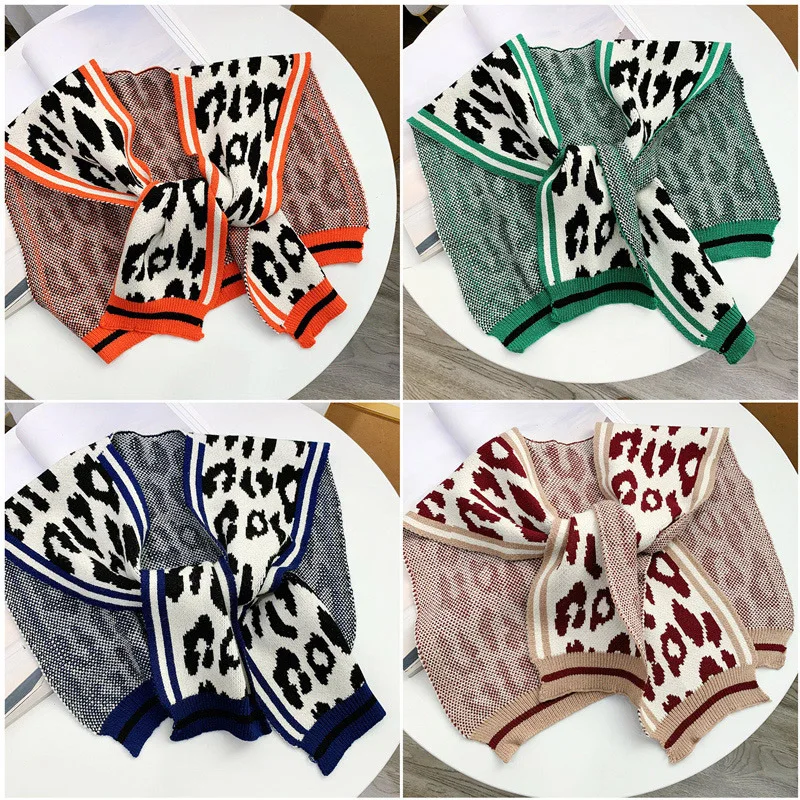 

1 PC Fashion Leopard Printed Air Conditioning Shawls Women False Collar Knotted Knitted Wraps Femme Neckchief