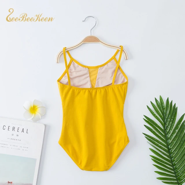 Балетное трико для танцев гимнастическое девочек однотонное хлопковое боди