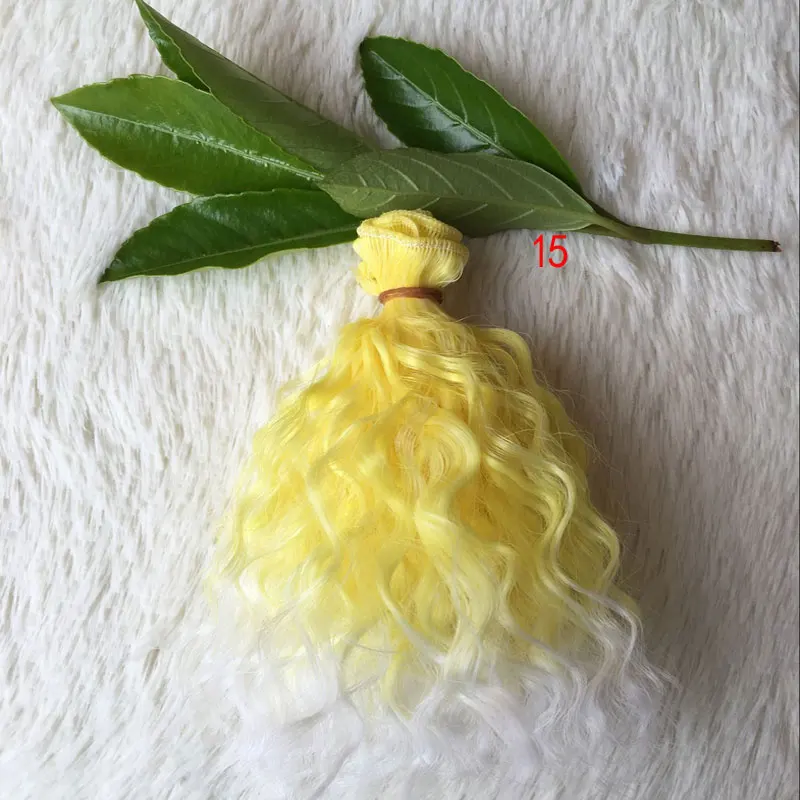 yellow wig for doll Вьющиеся парики для шарнирных кукол волосы волнистые трессы для BJD и SD волос белый коричневый и градиентный парик аксессуары для кукол - Цвет: yellow wig for doll