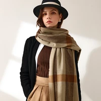 luxury brand womens scarf winter thick plaid stripe shawl cashmere warm wrap lady pashmina blanket bandana neck scarves for men