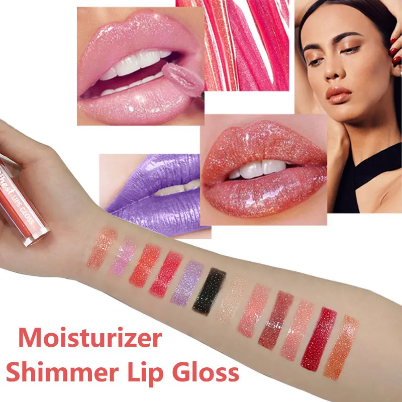 

12 Colors Shimmer Liquid Lip Gloss Waterproof Red Velvet Lip Gloss Tube Long Lasting No Sticky Nude Lipgloss TSLM1