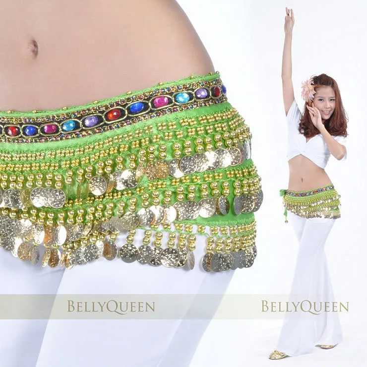 

Women Belly dance Performance costume clothes indian dance belt waist chain hip scarf women girl dance with 228 coins