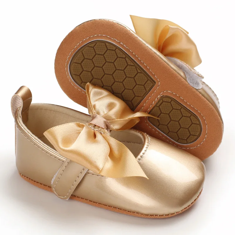 2020 Brand New Newborn Baby Girl Shoes Princess Girls Shoes Leather Bow Buckle Strap Flat Heel Soft Sole Baby Shoes 5 Colors