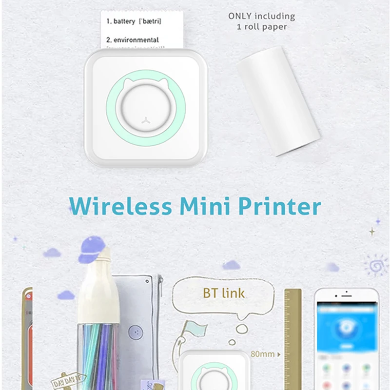 Мини Bluetooth термопринтер цифровой мгновенный фотопринтер симпатичный