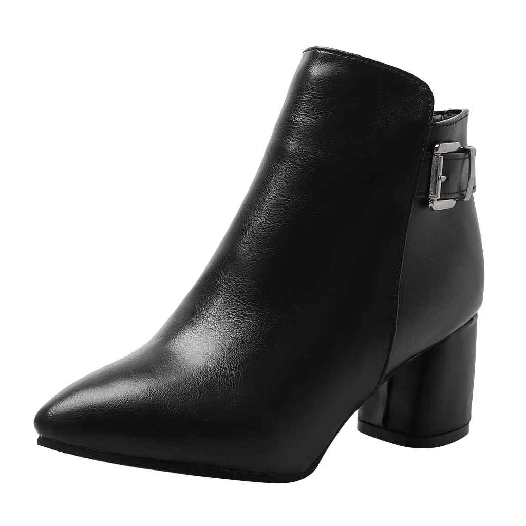 Зимние ботинки черная кожаная обувь женские винтажные ботильоны с острым носком