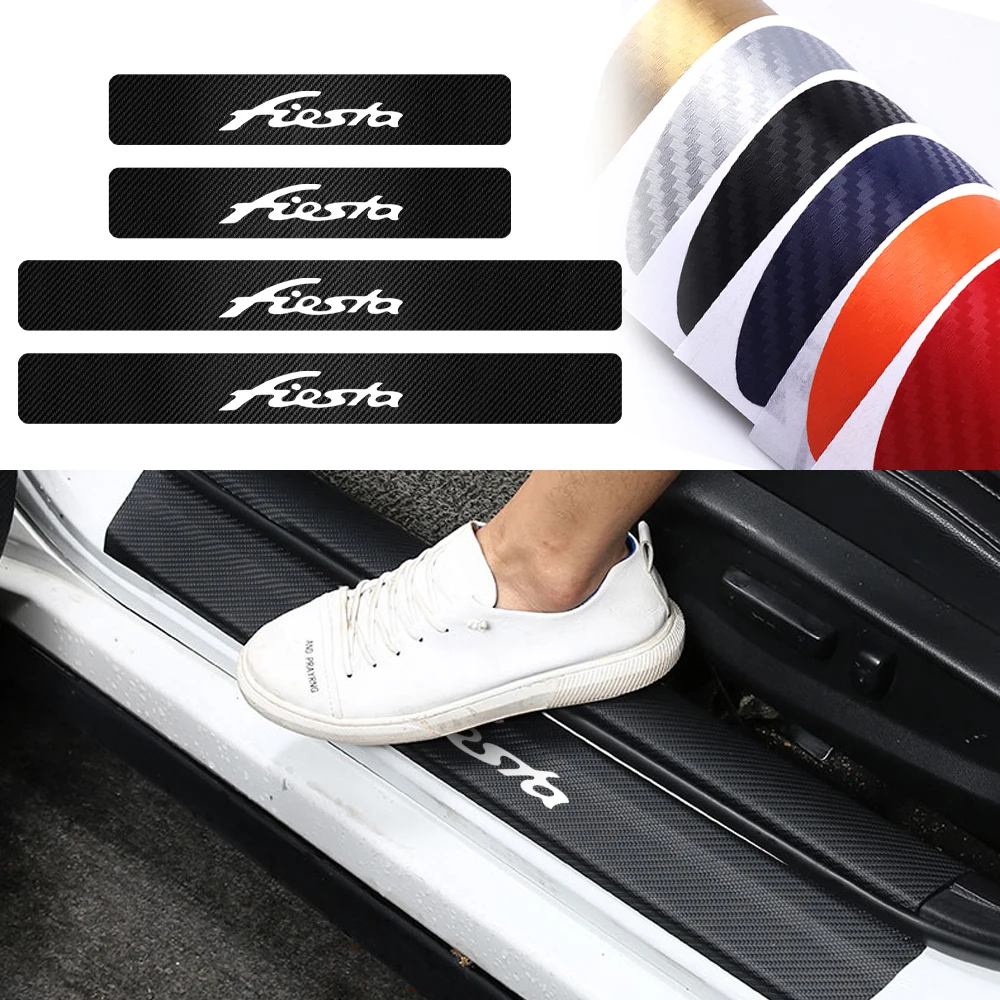 For Ford Fiesta 4Pcs Car Badge Decoration 4D Carbon Fiber Anti Scratch Scuff Pedal Sticker Protective Case Auto Accessories | Автомобили и