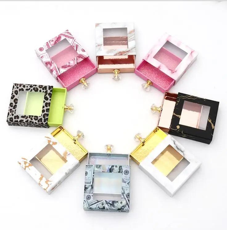 

square eyelash packaging box wholesale lashes boxes packaging Marble Design for 10mm- 25mm mink eyelashes square case