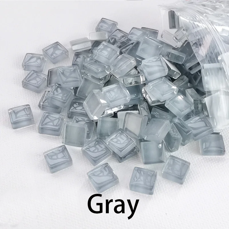 

Gray,50pcs/bag, 1cm Ice Jade Mosaic Diy Cut-and-Paste Hand-Made Material Porcelain Jade Single Color Stone Granules