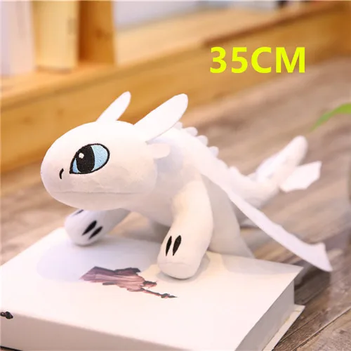 35cm white 22-60 см гигантская кукла из фильма Ночная фурия светильник Fury плюшевая игрушка Как приручить дракона беззубый Дракон чучела Аниме кукла для детей - Цвет: 35cm white