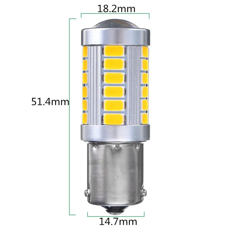 2PCS DC 12V 1156 BAU15S PY21W Yellow LED Bulbs 33 5730 SMD Side Marker Reverse Backup Light Dome Brake Tail Lamp | Лампы и освещение