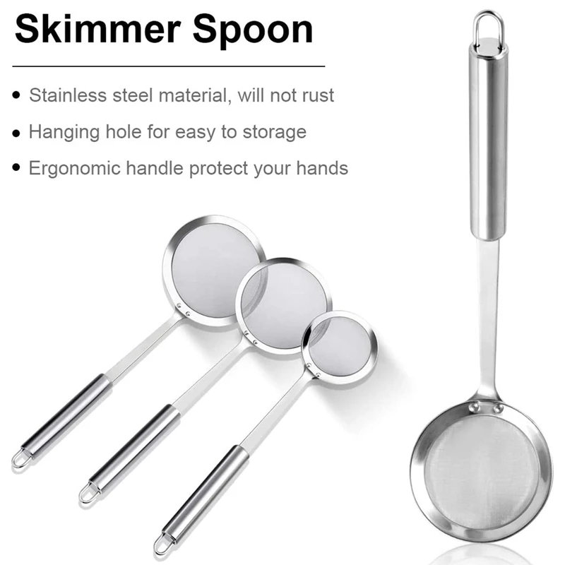 Скиммер ложка 3 Упаковка нержавеющая сталь скиммер для японского горячего горшка