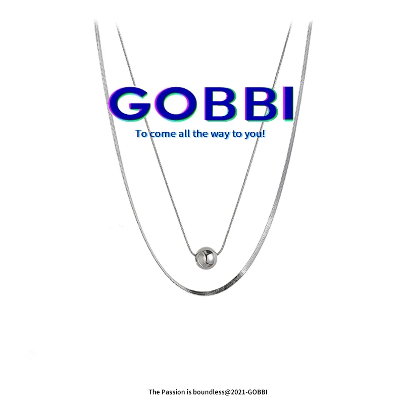 

GOBBI2021 New Fashion Ladies Double Chain Necklace Fashion Chain Metal Round Full Compatible Party Simple Female Accessories