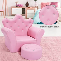 pink kids sofa armrest chair couch child girl toddler birthday gift w ottoman