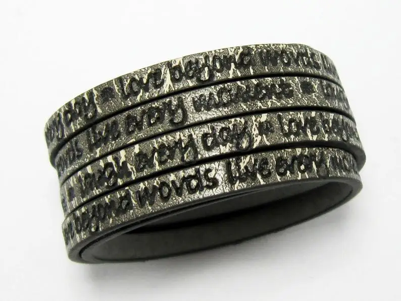 

1meter 5mm leather Maxim pressed Grey 5x2mm leather cord