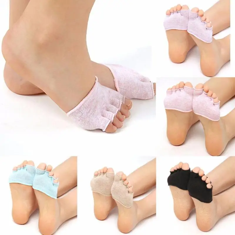 Женские носки с пятью пальцами нескользящие открытым носком для пилатеса