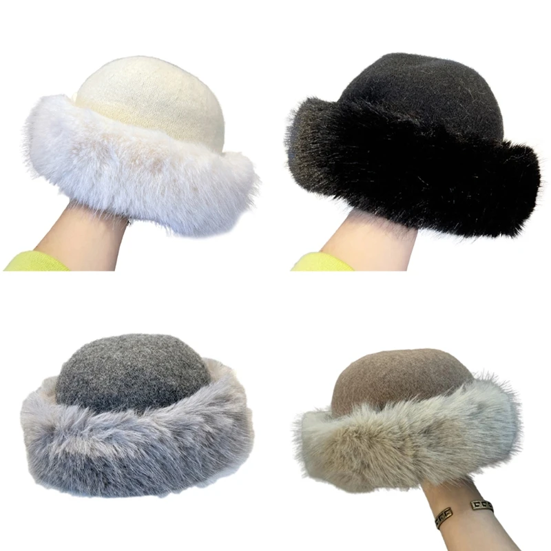 

Fashion Bucket Hat Wool Russian Hat Mongolian Hat One Size Fits Most Beanie Headwear Outdoor Sports in Cold Weather