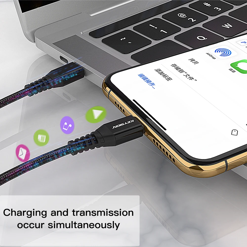 Кабель зарядный KEYSION PD для IPhone 11 Pro Max XR XS 8 Plus USB Type-C Lightning телефонный кабель IPad шнур