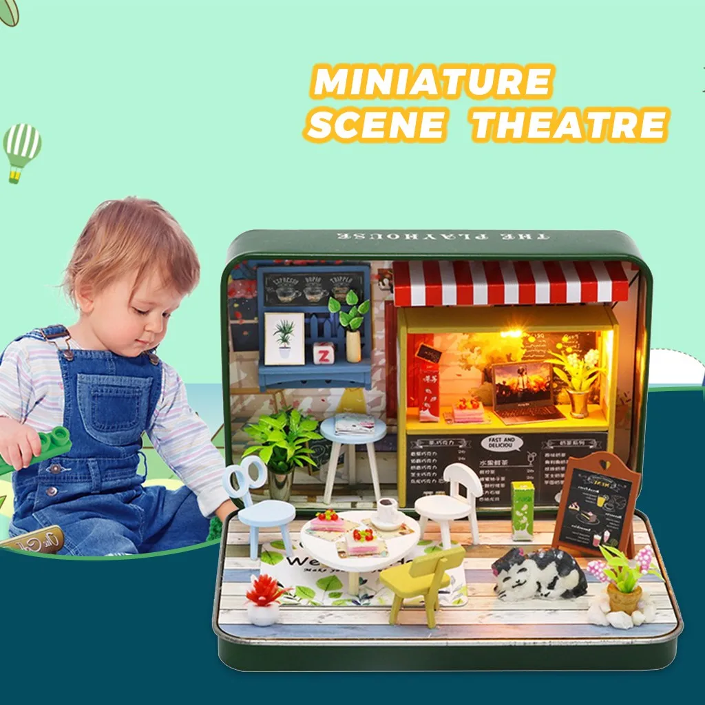 Миниатюрная деревянная коробка пазл для театра кукольный домик сделай сам