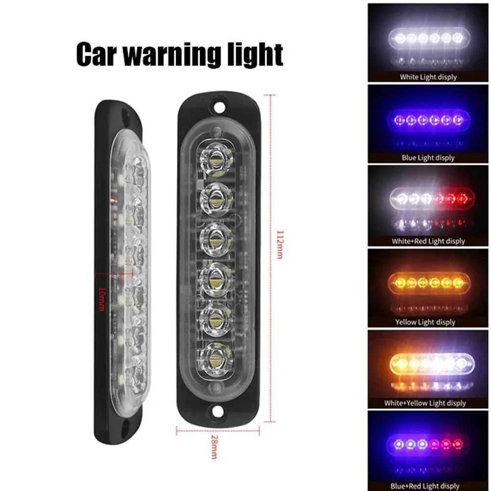 

6 светодиодный ных ультратонких боковых габаритных огней для грузовиков, Стробоскопическая Светодиодная лампа для машин скорой помощи, пол...